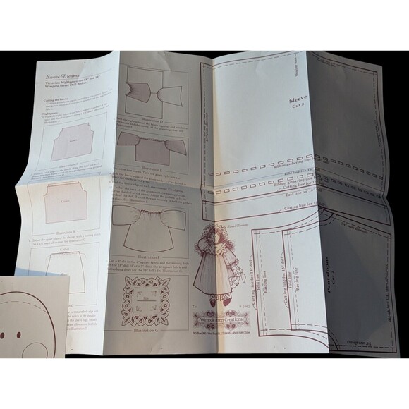 Wimpole Street Creations Pattern Sweet Dreams Victorian Nightgown For 15/18 Doll - Picture 4 of 4